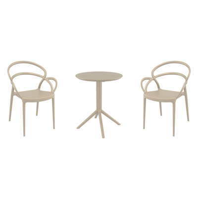 Ensemble bistro pour 2 personnes avec chaises ouvertes empilables 24 po Farrah