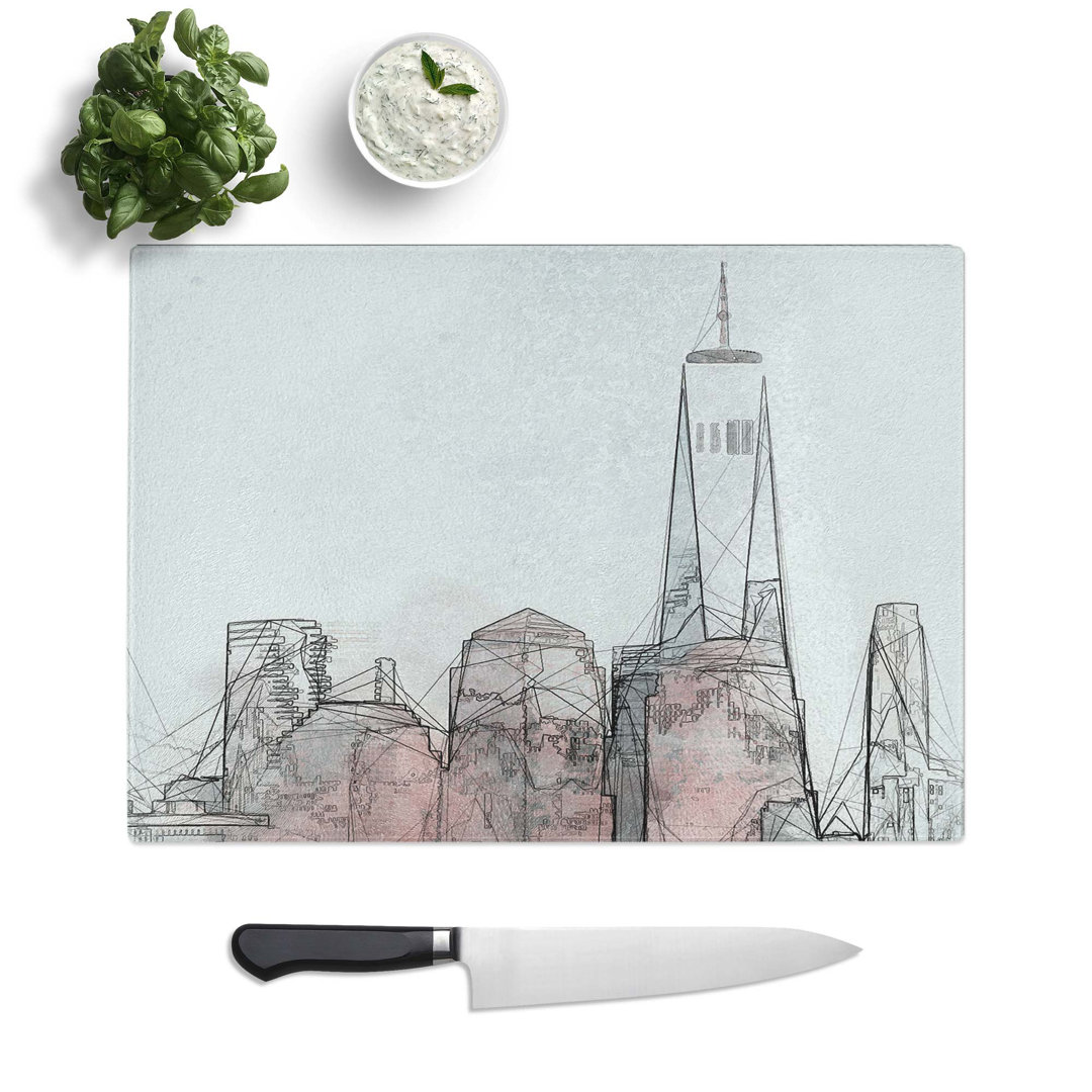Glass Downtown New York City Skyline in Abstract Chopping Board