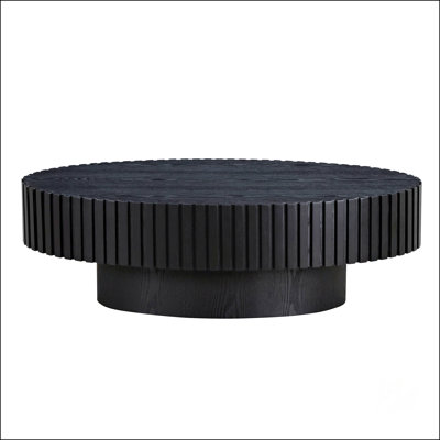 Modern Handcrafted Ellipse Coffee Table, Sturdy Pedestal Base, Walnut MDF For Compact Living Spaces
