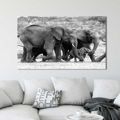 Famille d'éléphants, reproduction de photo