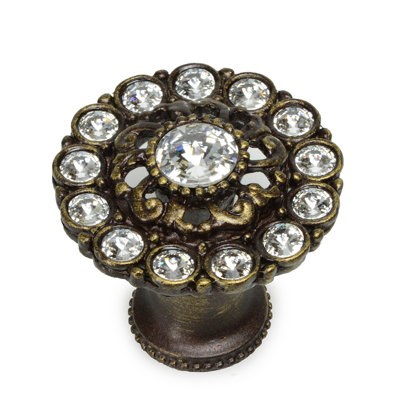 Grande poignée ronde multi-cristaux Caché avec pied évasé avec calice Swarovski transparent en cristal