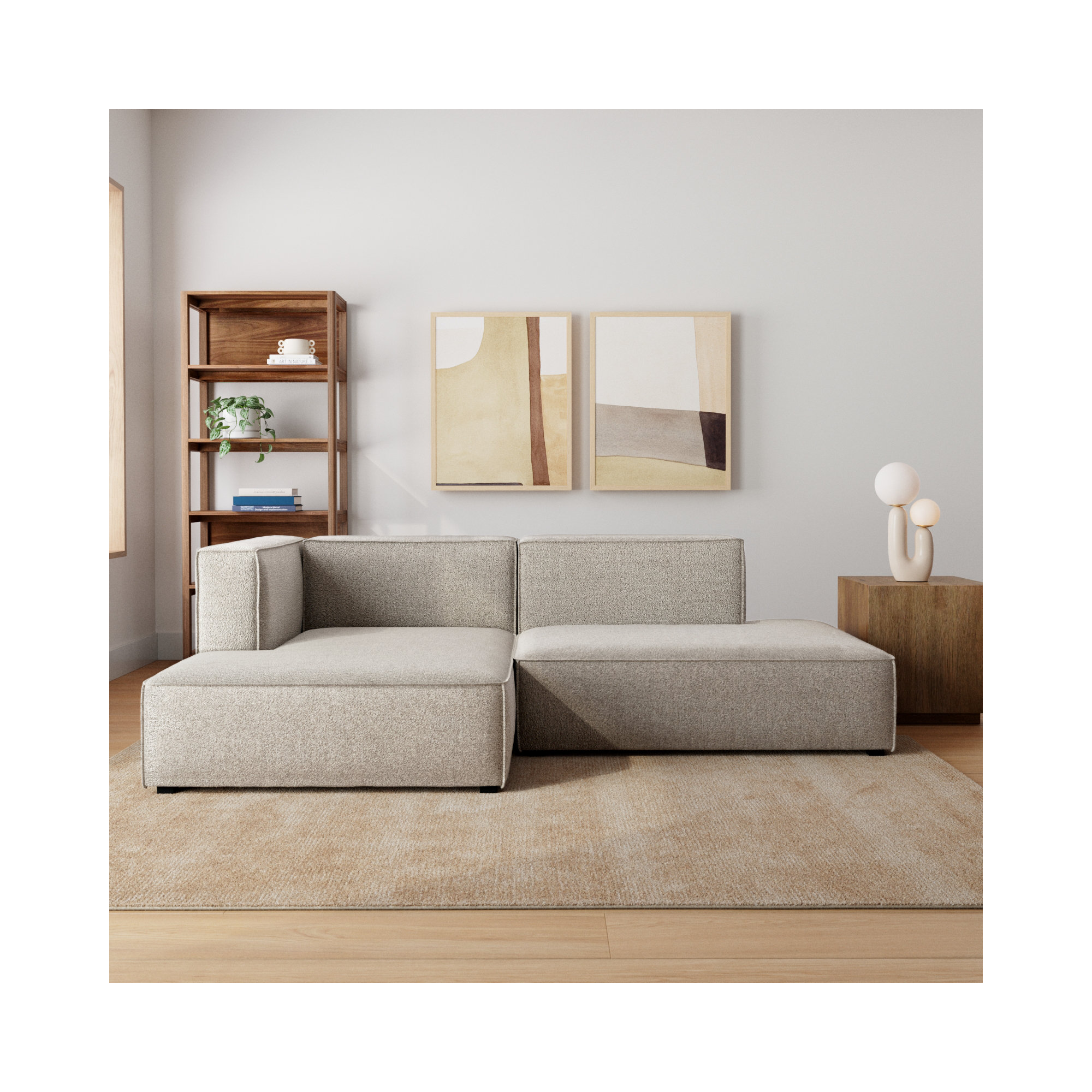Shonnard 2 - Piece Upholstered Sectional, Left Hand Facing, Taupe Performance Boucle
