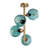 Elegant Blue and Gold Metal Chandelier, 15.7 x 15.7 x 21.7 inches | 4 x E27 Socket (Max 40W), Stylish Glass Cap, IP20 Rated | Perfect for Dining Room, Living Room, and Entryways, Modern Home Décor Accent-562251717-562251716-562251763