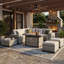 Ensemble de conversation modulaire de patio 9 pièces avec table foyer, canapé sectionnel et deux poufs-595712429