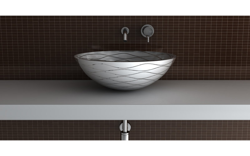 Vetro Freddo 17'' L Bathroom Sink, Gold