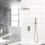 Double pomme de douche carrée - 10 po à fixation murale, nickel brossé, valve équilibrée, pluie et douchette 10 po et douche, installation facile-118768106