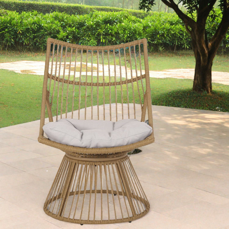 Comfort High-back Patio Lounge Chairs, Pe Rattan Boho Chair For Porch