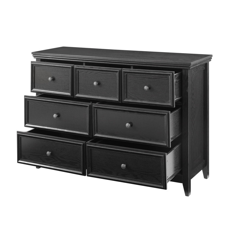 Modern 7 Drawers Dresser 7 Drawers Cabinet, Black