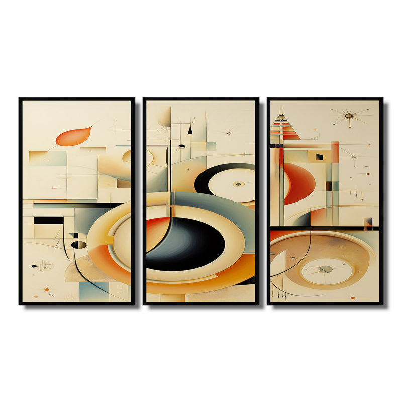 Brittaney - ensemble de reproductions d'art géométriques murales, H 28 po x l 36 po x P 1 po, Cadre flottant noir