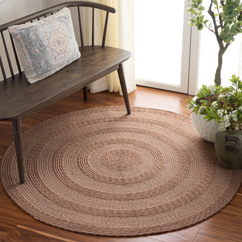 Braided 265 Hand Woven Performance Machine Washable No Pattern Rug, Round 5'