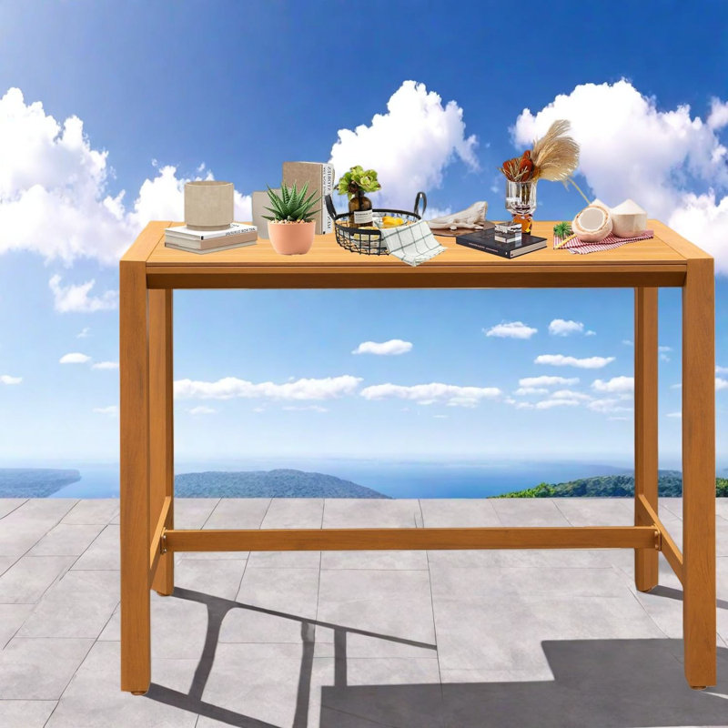 Tables modernes de patio, table de barre en métal de grain de bois pour la maison