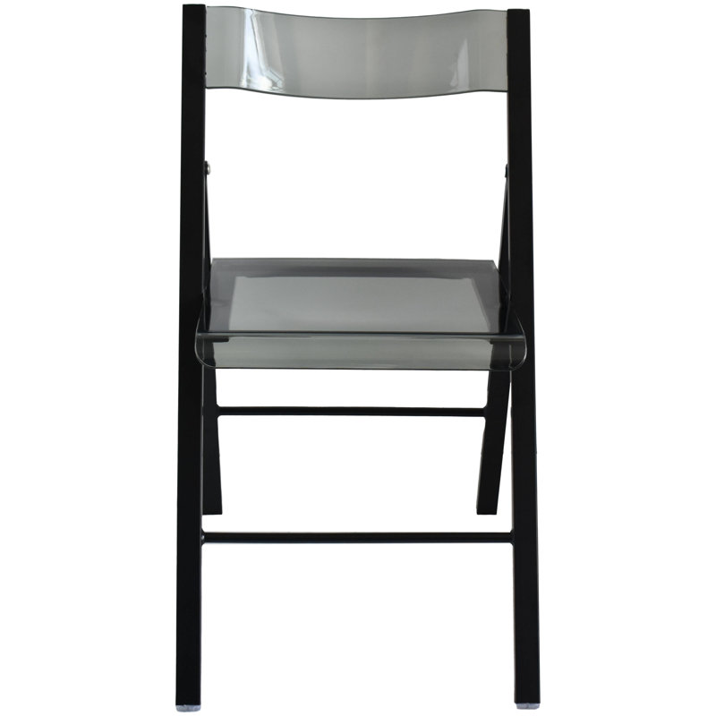 Tabris Modern Acrylic Folding Side Chair – Transparent Plastic Dining, Accent & Vanity Seating with Stainless Steel Frame & Footrest