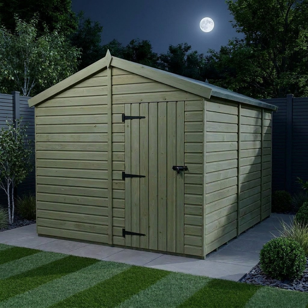Total Sheds 8ft x 9ft Apex Garden Shed - Single Door - No Windows - Pressure Treated Timber - UK Manufactured