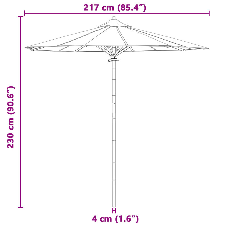 Market Parasol, 230cm H x 217cm W x 217cm D, Grey