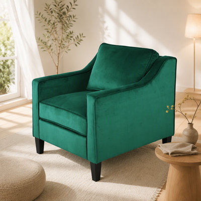 Green Velvet Upholstered Club Chair
