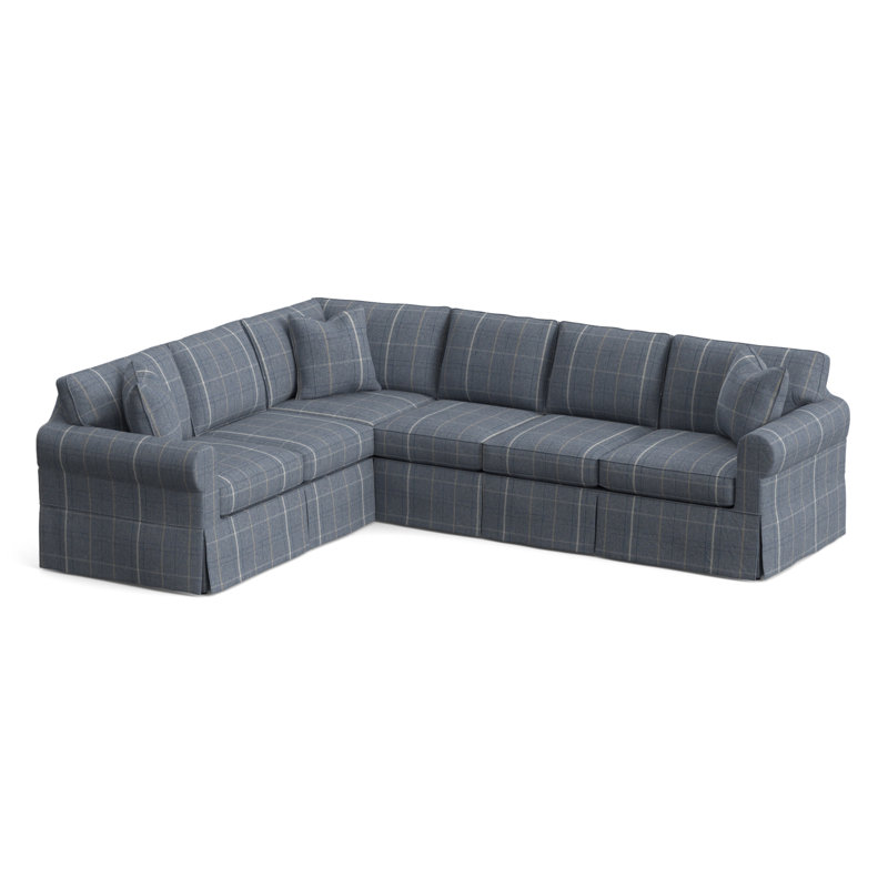 Bedford Upholstered Sectional, Lapis Plaid; 0126-63, Left Hand Facing