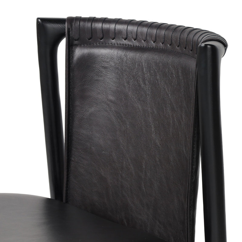 Baden Leather Upholstered Dining Chair, Brushed Ebony, Brushed Ebony