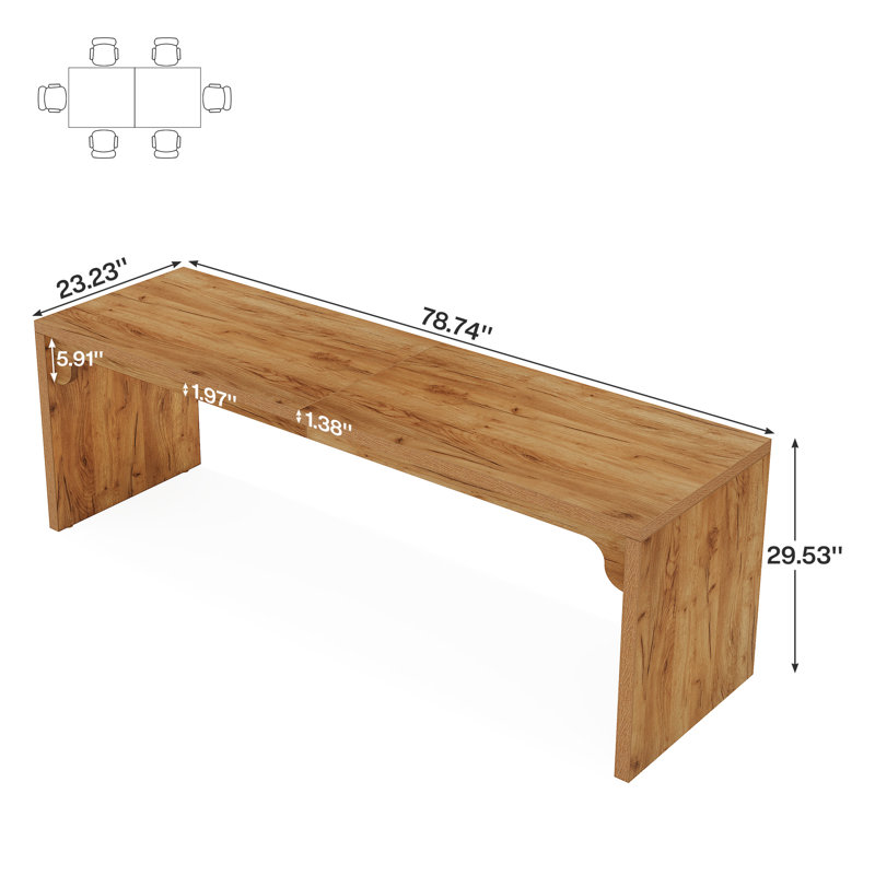 78.64-inch Long Dining Table for 6-8, Wooden Kitchen  Table for Dining Room, Brown