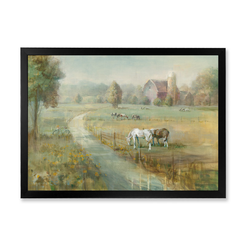 « tranquil country field »-image image sur toile, H 20 po x l 20 po x P 1 po, Cadre noir