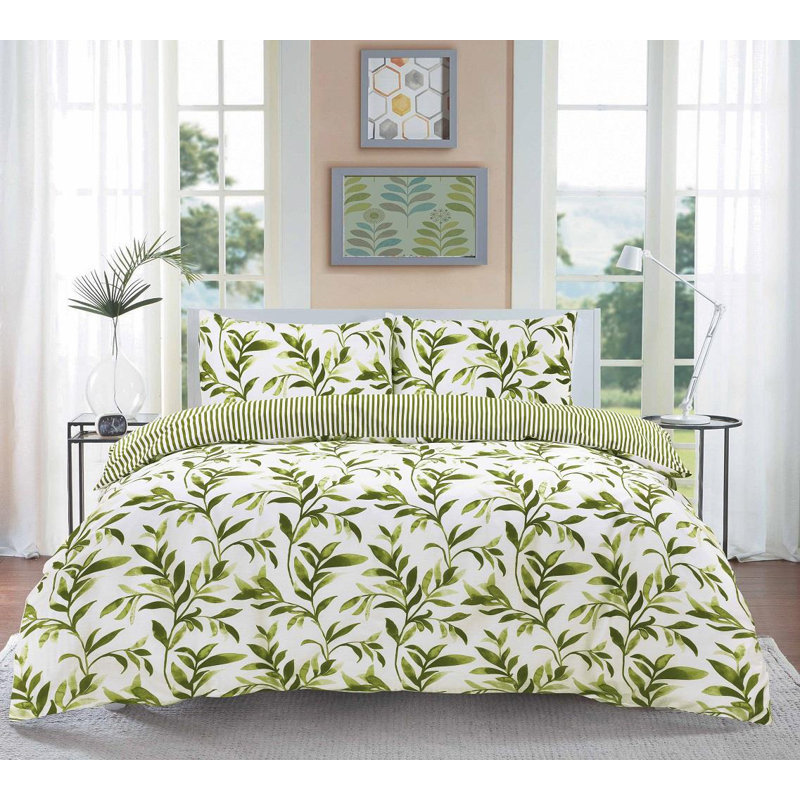 Scalzo Cotton Blend Floral Duvet Cover Set with Pillowcases Included, Super King
