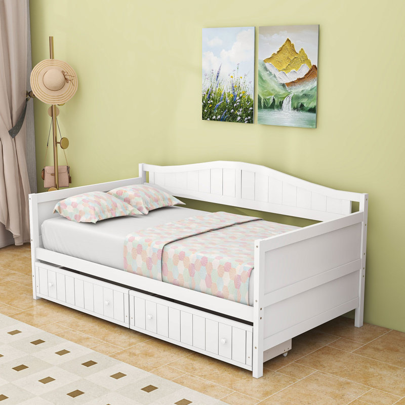 Twin Size Daybed with Storage Drawers, White