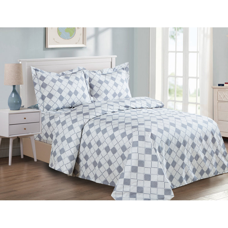 Ensemble de housse de couette à motif de losanges français à motif géométrique