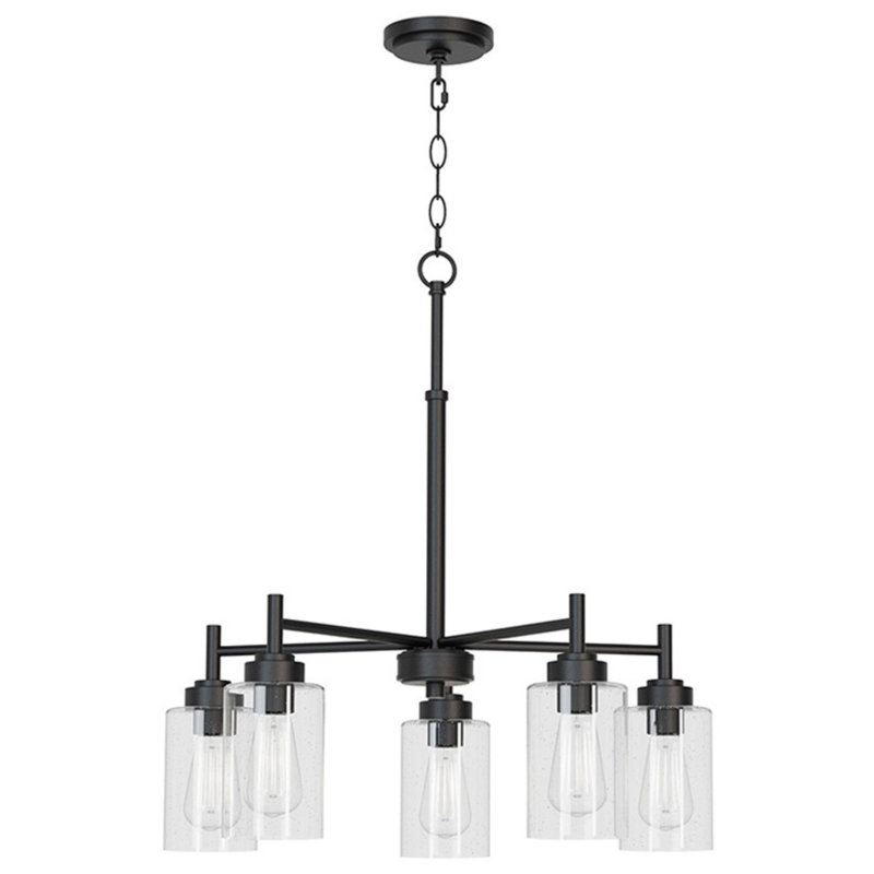 Wexton 5-Light 24” Wide Chandelier, Matte Black