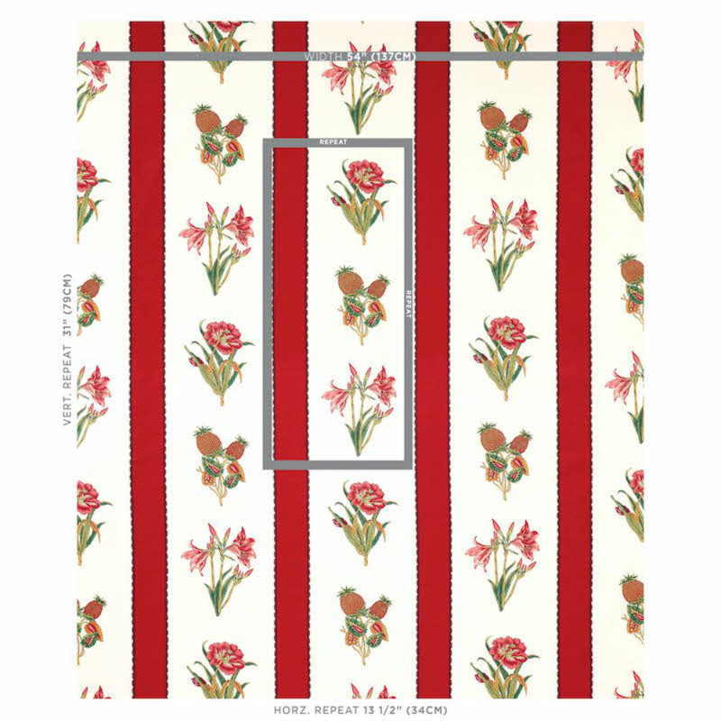 Tissu à rayures Servilia, Rouge