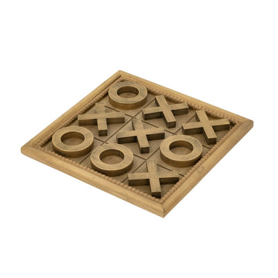 Wooden Tic-Tac-Toe Game Set With Gold Pieces