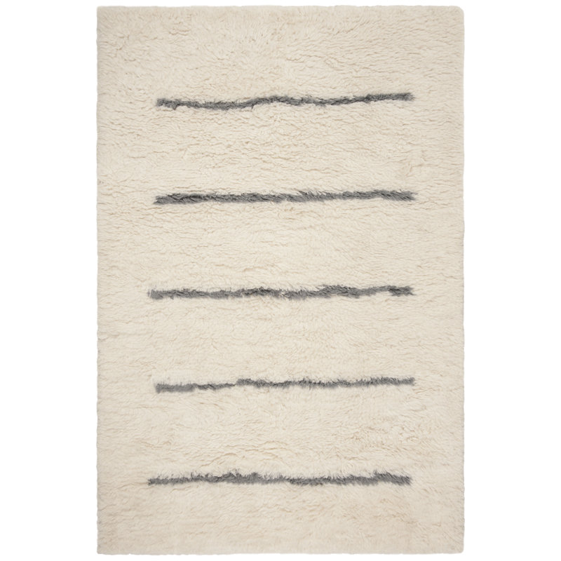 Jeffcoat Striped Wool Hand Woven Area Rug, Rectangle 183 x 274 cm