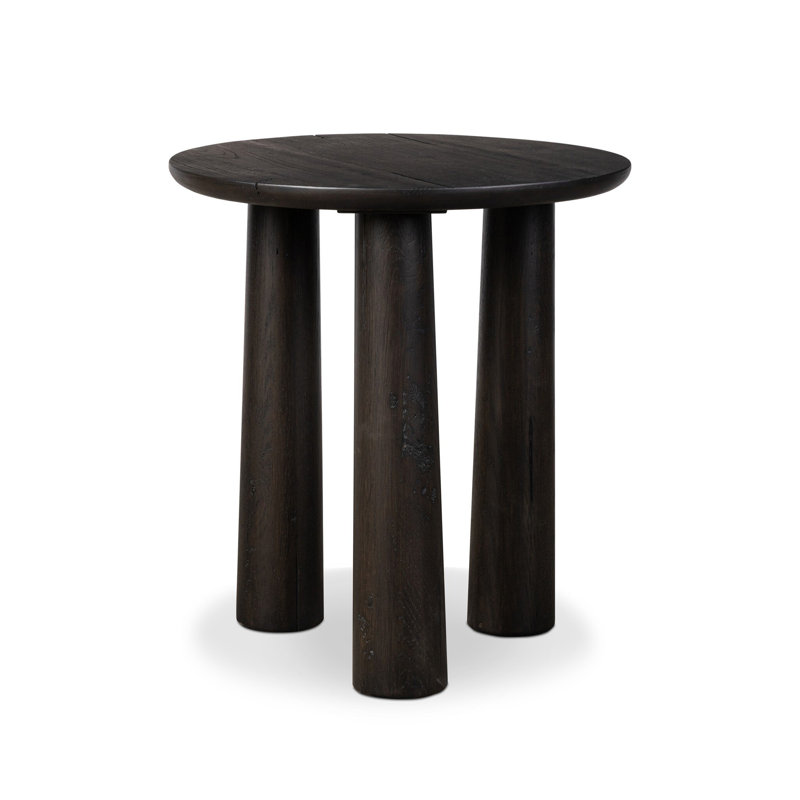 Table de bout en bois massif Kove, Noir fumé