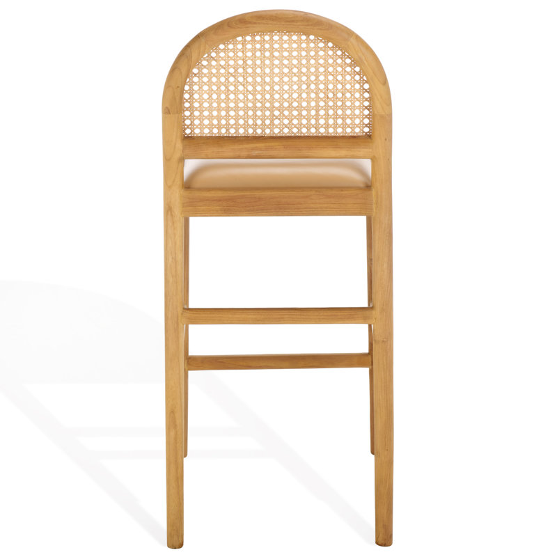 Laylie Rattan And Leather Counter Stool, Tan