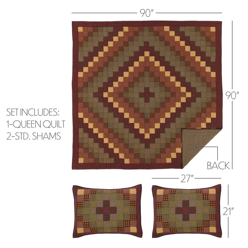 Heritage Farms Cotton Patchwork Quilt, Queen Quilt + 2 Shams