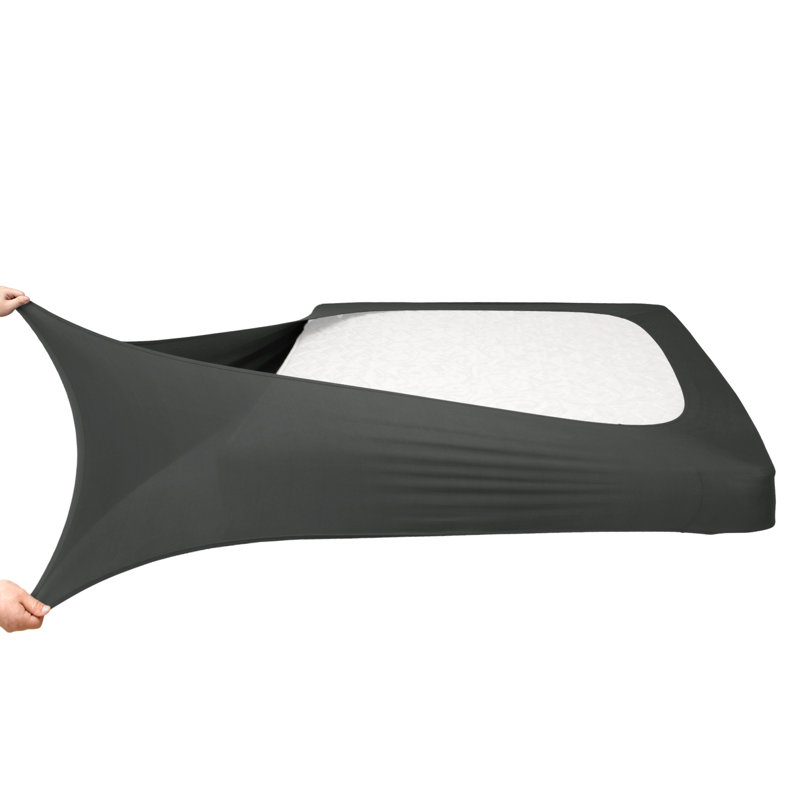 Jersey Knit Stretchy Wrap Around Box Spring Cover, Queen, Dark Gray