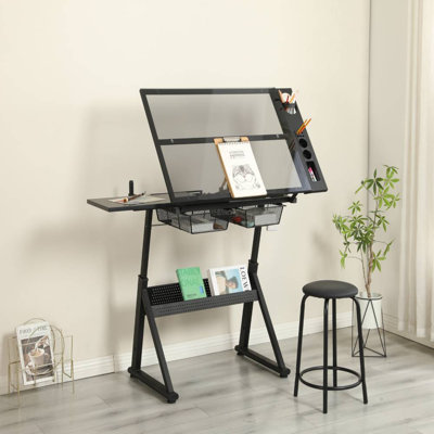 Drafting Desk with Chair (Black)