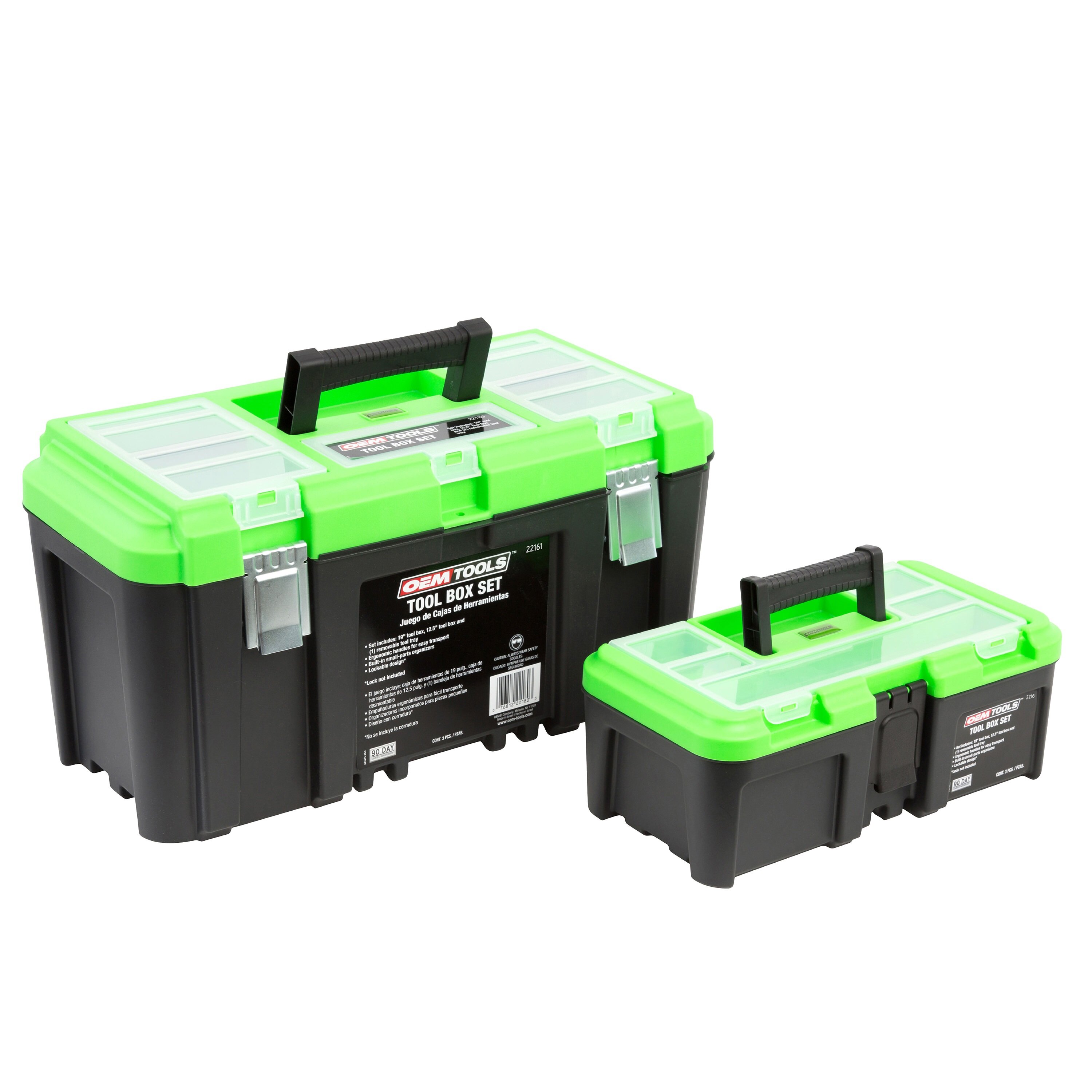 OEMTOOLS 22161 3-Piece Tool Box Set With Removable Tool Tray And Bonus  12.5” Tool Box, Black And Green - Wayfair Canada