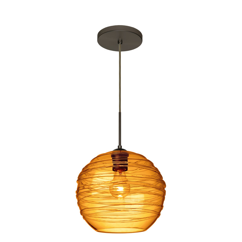 Lukens 1 - Light Single Pendant, Brushed Bronze, Amber