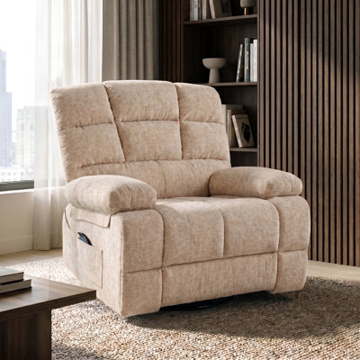 Fauteuil inclinable de massage surdimensionné et chauffant avec fauteuil berçant et pivotant