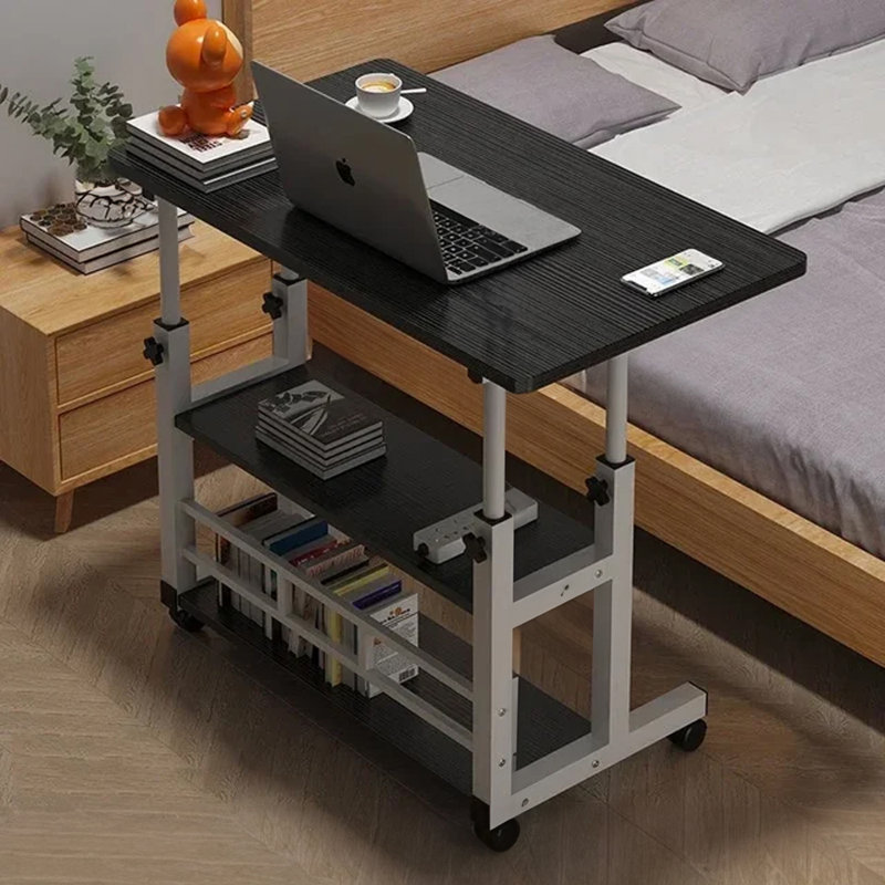 Height Adjustable Mobile Overbed Table with Wheels