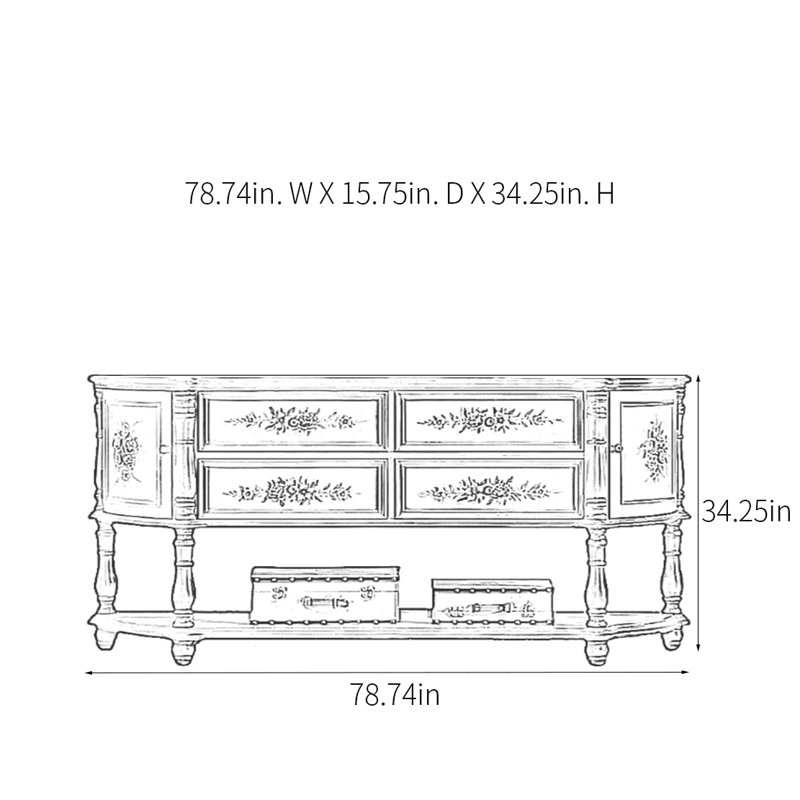 American Retro Multifunctional Console Table, 34.25" H x 78.74" W x 15.75" D
