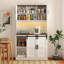 Armoire de bar Farmhouse avec porte de grange coulissante, grande table de buffet de bar Buffet