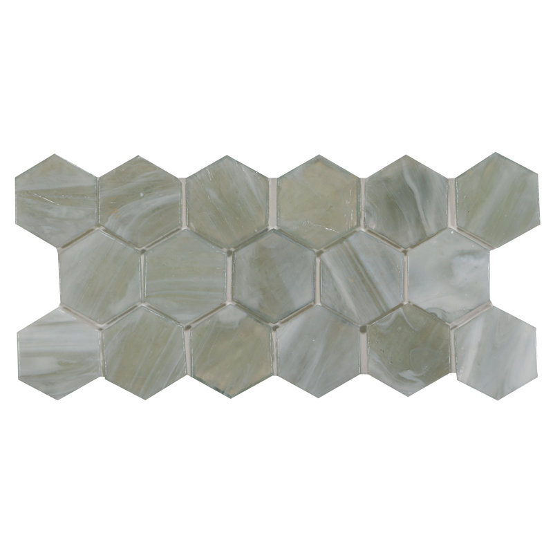 Tieman 2" x 2" Glass Hexagon Mosaic Wall & Floor Tile, Glacier