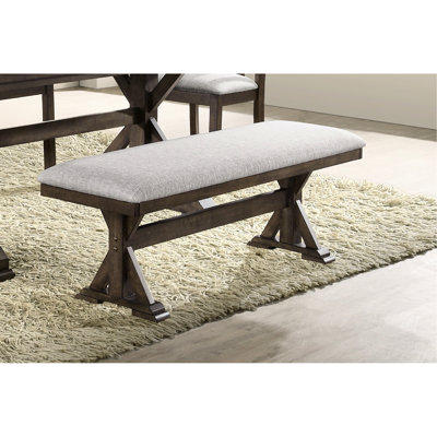 Banc rembourré rustique pour salle à manger contemporaine, couleur brune, 53,4 po x 16 po 18,7 po, assemblage simple avec sièges, assemblage facile