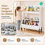 Bibliothèque de rangement en bois pour jouets d'enfants avec 2 bacs et tablette ouverte, blanc naturel-1329815965