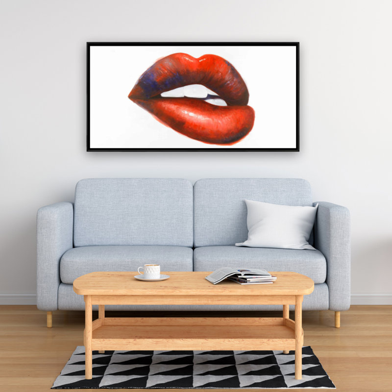 Beautiful Red Mouth Print On Canvas, H 24 po x l 48 po
