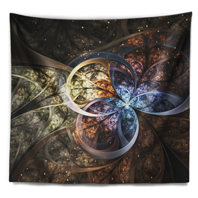 Tapisserie d'art floral floral brun foncé fractal