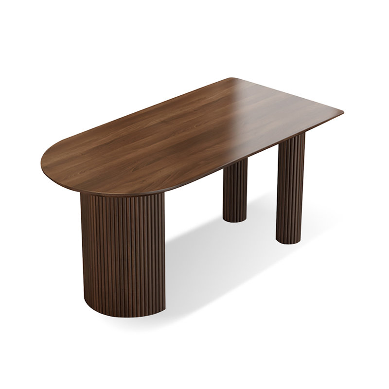 Brown Half-Round Solid Dining Table For Dining Room/Kitchen, 29.53"H x 62.99"L x 31.5"W