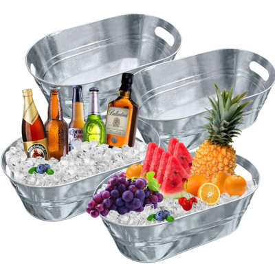 4PCS 4 Gallon Galvanized Tub With Carry Beer Drink Storage Cooler Metal Beverage Ice Tub Galvanized Ice Buckets For Party -  17 Stories, DD1F156E7EBE4EE7A0F40219DA8ACAFC