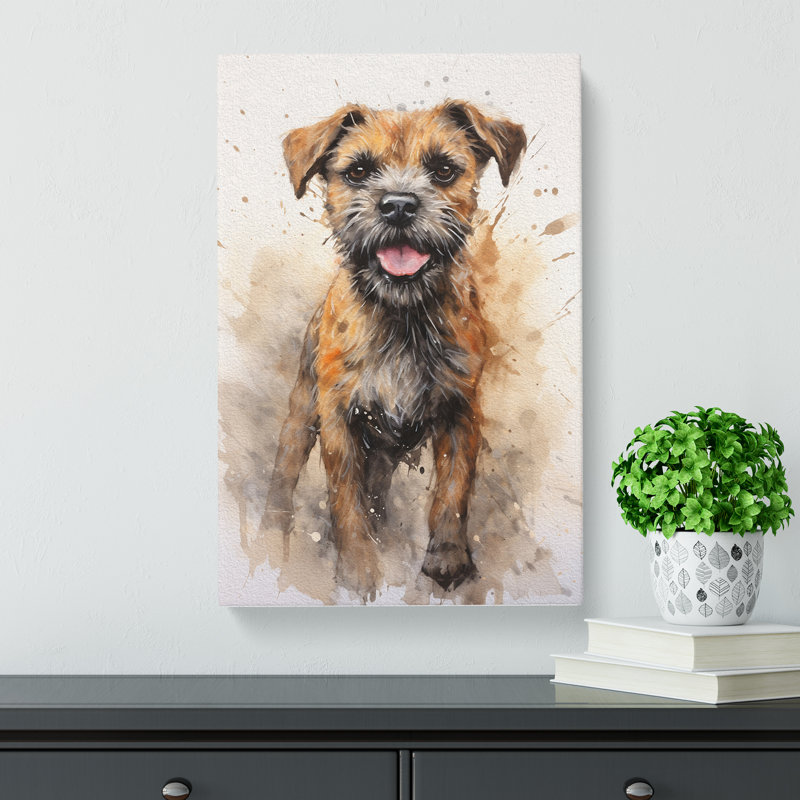 Border Terrier Action Painting - Wrapped Canvas, 60cm H x 40cm W x 3cm D