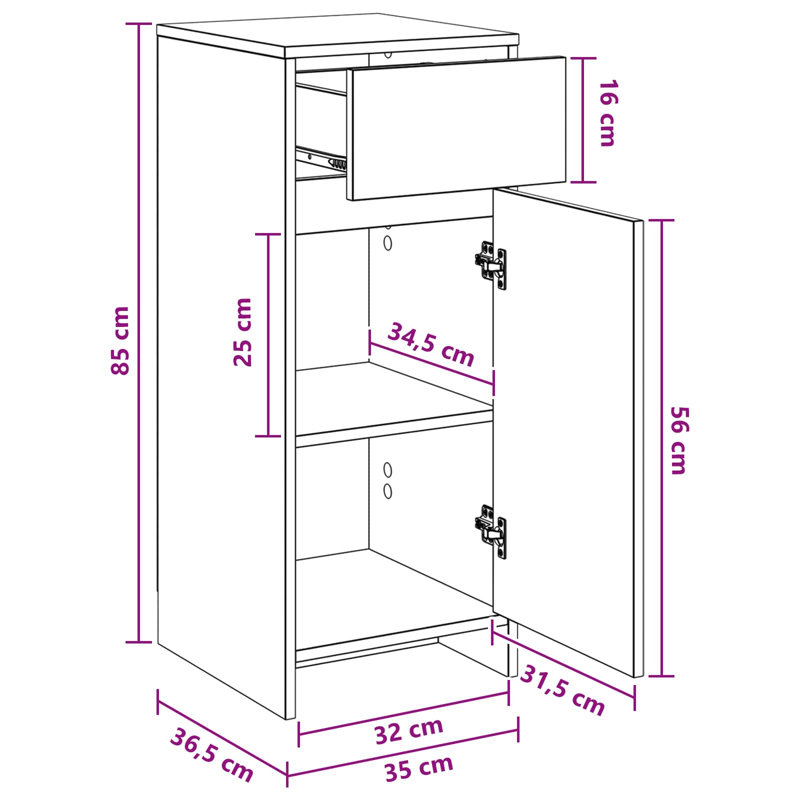 Engineered Wood Linen Cabinet, Black Oak